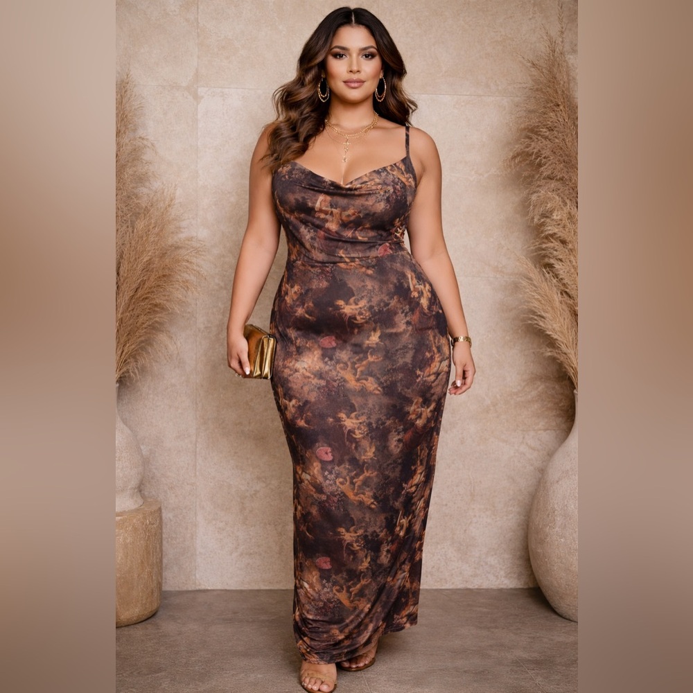 Renaissance Cherub Print Maxi Dress 12 Art Print Bodycon